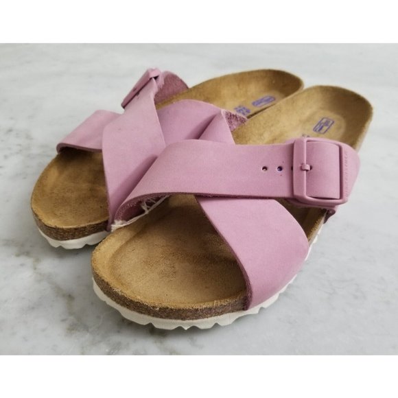 Birkenstock Siena Sandals Pink Nubuck Size 37 Narrow Width Soft Footbed - Picture 2 of 6